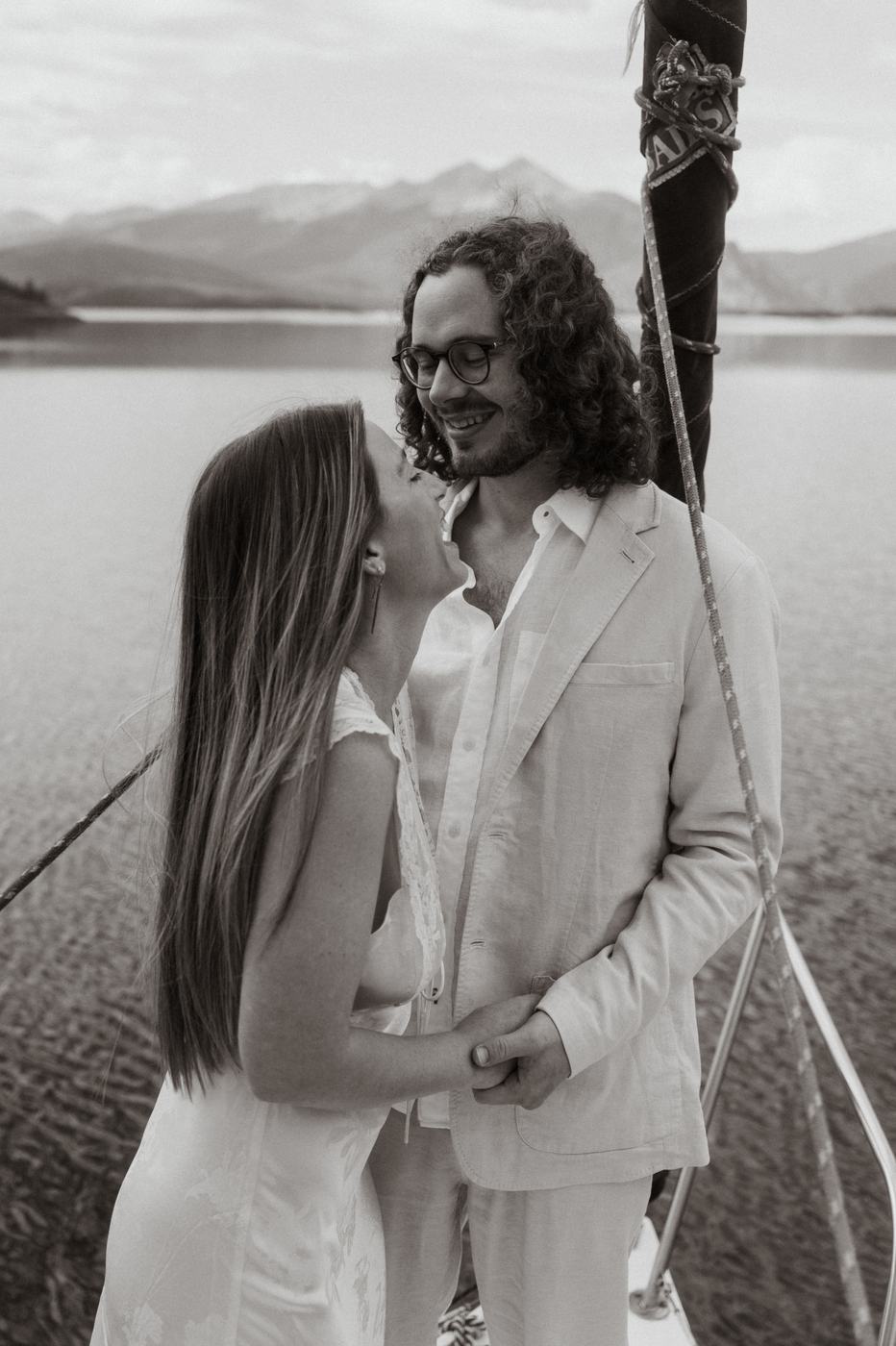Black and white portrait on the bow